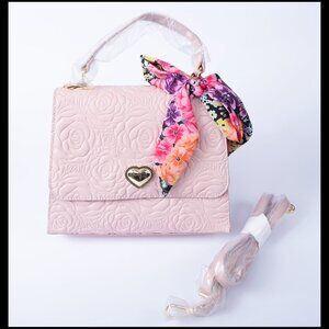 Betsey Johnson Pink Floral Quilted Satchel Purse NWOT